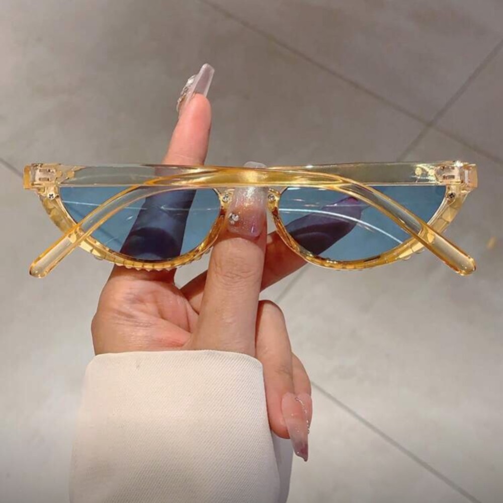 Retro Blue Rhinestone Sunglasses - Picture 2 of 3